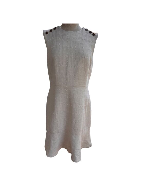 Ann Taylor Dresses & Skirts - Ann Taylor US 10 Boucle Tweed Sheath Flounce Dress Career Button Shoulder 803818